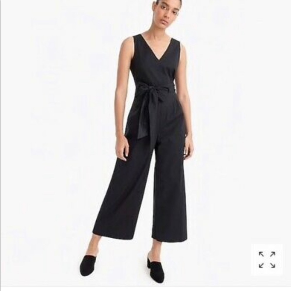 J Crew Wrap Tie Navy Sleeveless Wide Legged Jumpsuit 22